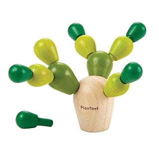 PlanToys Wooden Mini Balancing Cactus Travel Size (4130) | Sustainably Made from Rubberwood and Non-Toxic Paints and Dyes|PlanMini Collection (B06XQSJSDT)