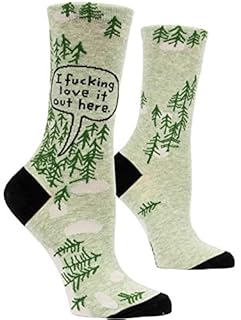 Blue Q Women's Novelty Crew Socks (fit women's shoe size 5-10) (Fucking Love It - Woods) (B07DM4VW5N)