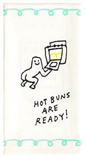 Blue Q Dish Towel, Hot Buns Are Ready (featuring cartoon tushy, bum, fanny). 100% Cotton, Funny and Functional, Screen-Printed in Rich Vibrant Colors, Measures 28"h x 21"w (B074ZRJDW3)
