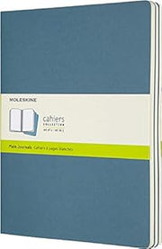 Moleskine Cahier Journal, Soft Cover, XL (7.5" x 9.5") Plain/Blank, Brisk Blue, 120 Pages (Set of 3) (B07J3691CR)