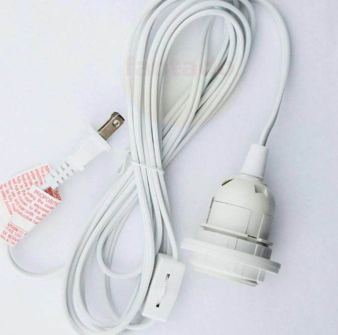 Cord Kit Single Socket Indoor Use Switch On Cord White 15ft by Homeportonline