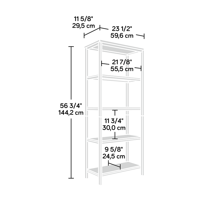 North Avenue Bookcase Tall Five Shelf Smoked Oak Finish by Homeportonline