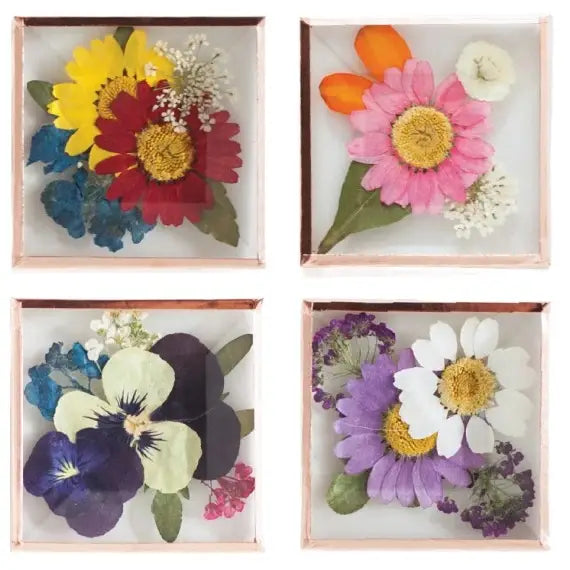 Beveled Glass Magnets - Real Pressed Flowers