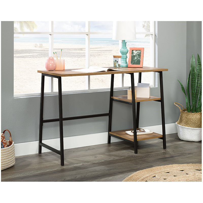 North Avenue Single Pedestal Desk With Shelves Sindoori Mango Finish by Homeportonline