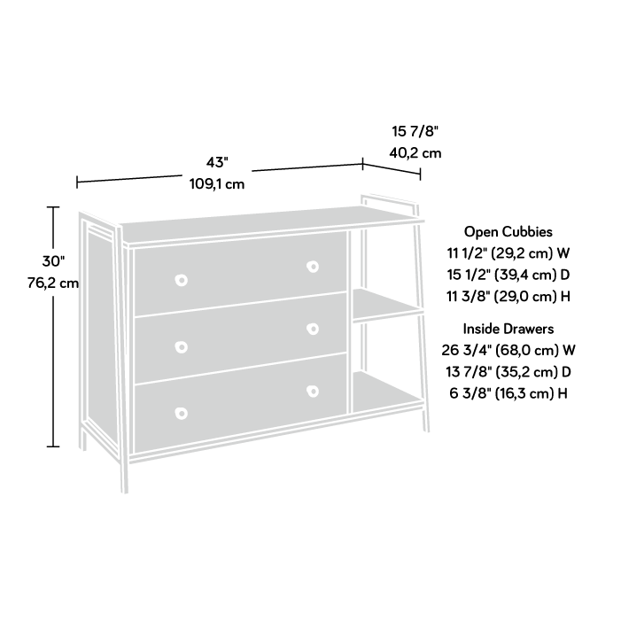 North Avenue 3 Drawer Dresser w/Open Shelves Sindoori Mango Finish by Homeportonline