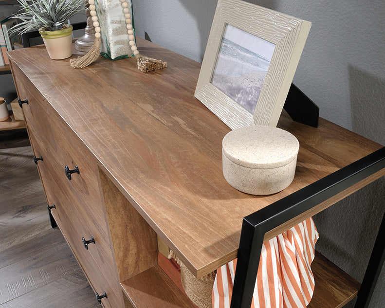 North Avenue 3 Drawer Dresser w/Open Shelves Sindoori Mango Finish by Homeportonline