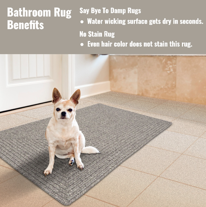 Ultra Durable Braided Rectangular Rug Slate 6' X 9' by Homeportonline