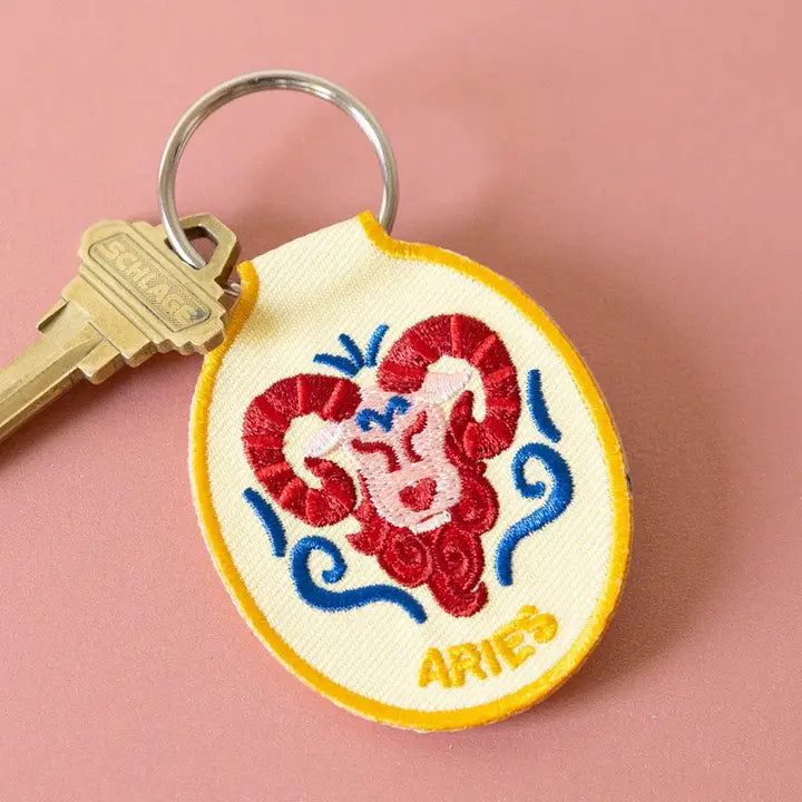Zodiac Embroidered Keychain by Lindy Stark