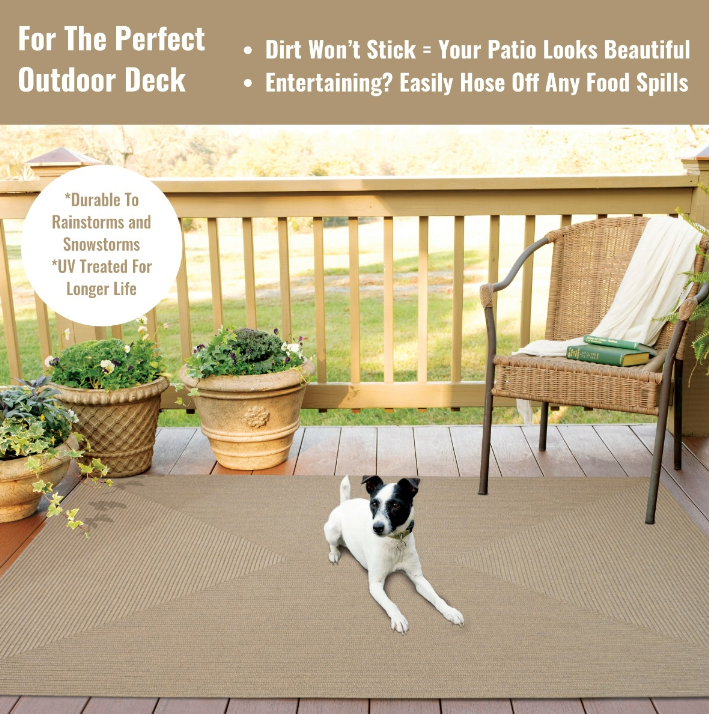 Ultra Durable Braided Rectangular Rug Biscuit 5' x 8' by Homeportonline
