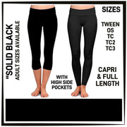 Black Capri Length Leggings with Pockets by SidePony Boutique