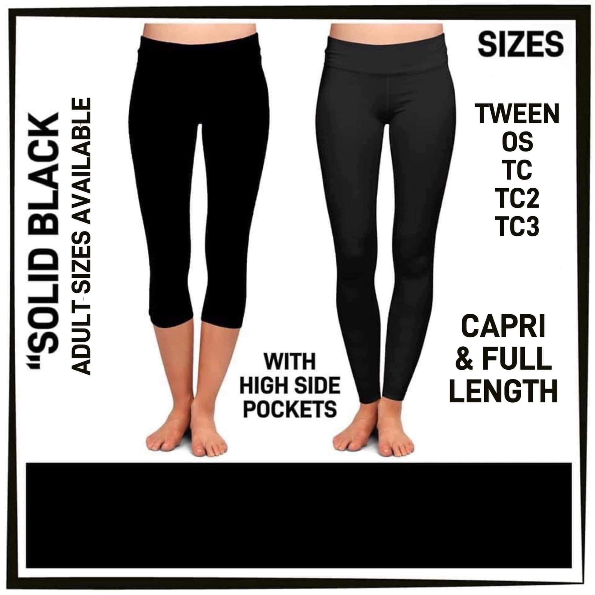Black Capri Length Leggings with Pockets by SidePony Boutique