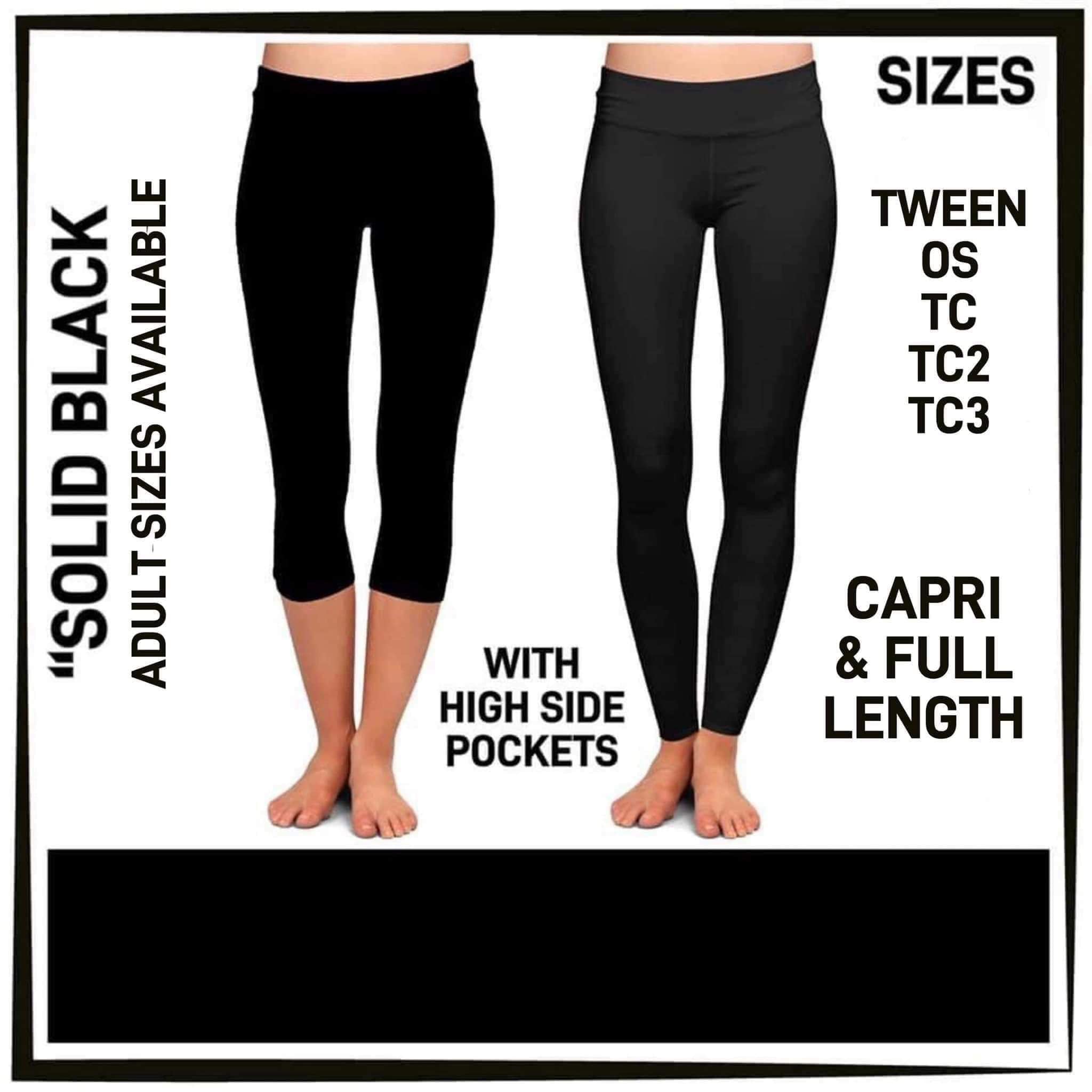 Black Capri Length Leggings with Pockets by SidePony Boutique