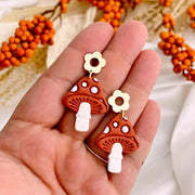 Mushroom and Flower Dangle Earrings