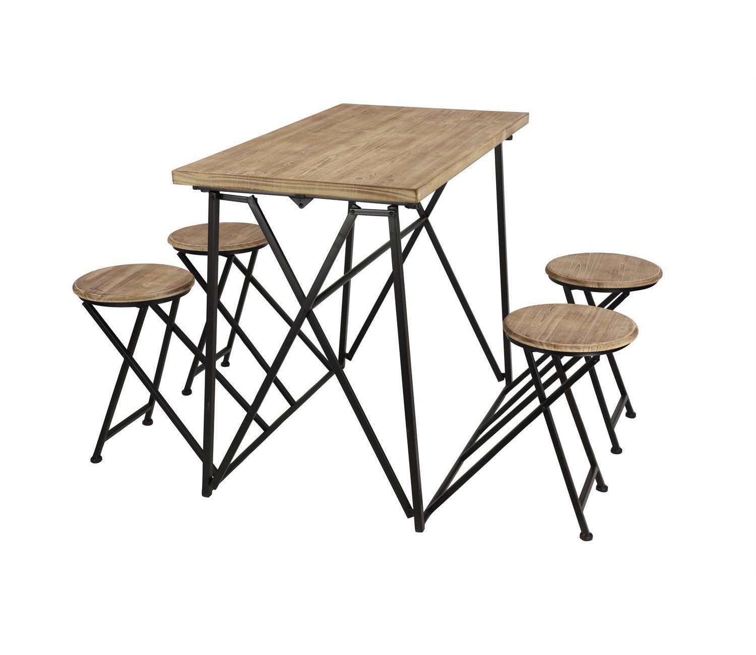 Light Brown Wood Folding Dining Table With Black Metal by Homeportonline