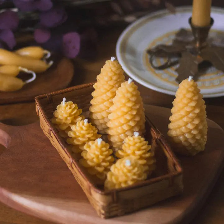 Medium Pinecone Shaped Beeswax Candle