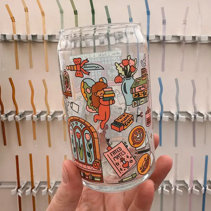 Bookish Can Glass| Cozy, Fantasy, Reader
