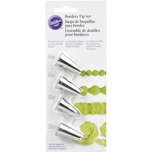 Cake Decorating Tip Set for Borders, 4-Piece by Kiss the Cook
