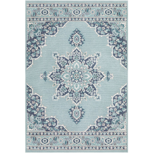 Alfresco Aqua Background Navy Teal Accents Outdoor 3'7" X 5'7" by Homeportonline