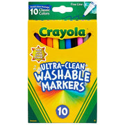 Crayola 10ct Ultra Clean Washable Fine Line Markers, Classic Colors, Classroom Must Haves for Teachers, School Supplies, Ages 3+