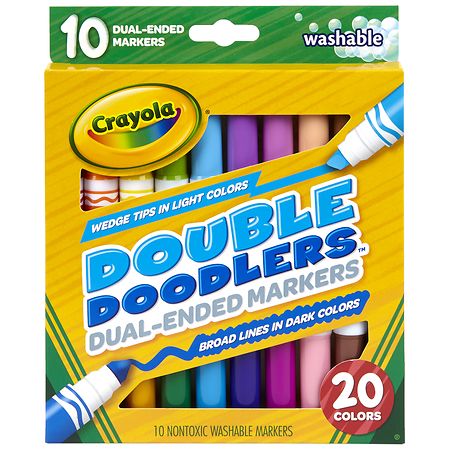 Crayola 10 Count Dual Ended Washable Double Doodlers Markers for ages 3 and up