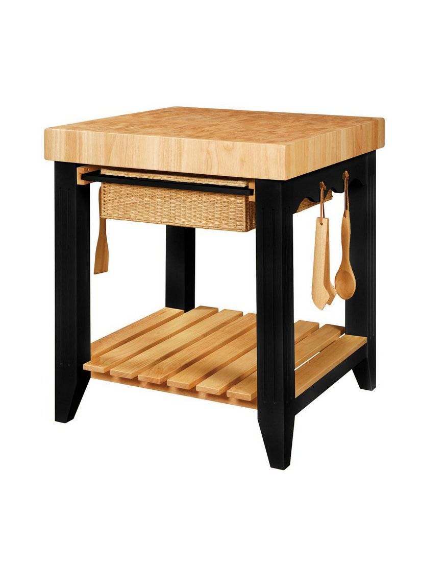 Kitchen Island Color Storey Black Butcher Block Top 30 X 30 X 36.25 by Homeportonline