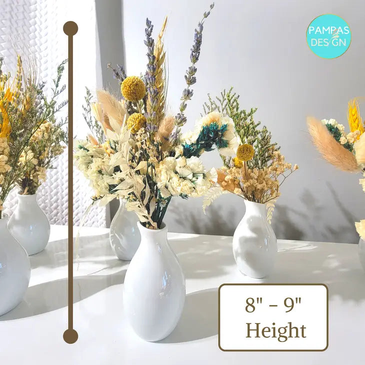 Mini Dried Flower Bouquet - 6 Color Schemes Available (vase not included)