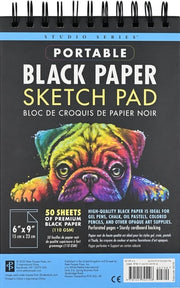 Studio Series Portable Black Paper Sketch Pad 6 X 9 Inches (50 Perforated Sheets)