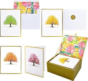 Watercolor Trees Premium Note Cards (20 cards with 4 unique designs. 21 self-sealing envelopes)