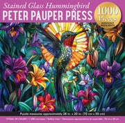 Stained Glass Hummingbird 1000-Piece Jigsaw Puzzle (gold foil highlights)
