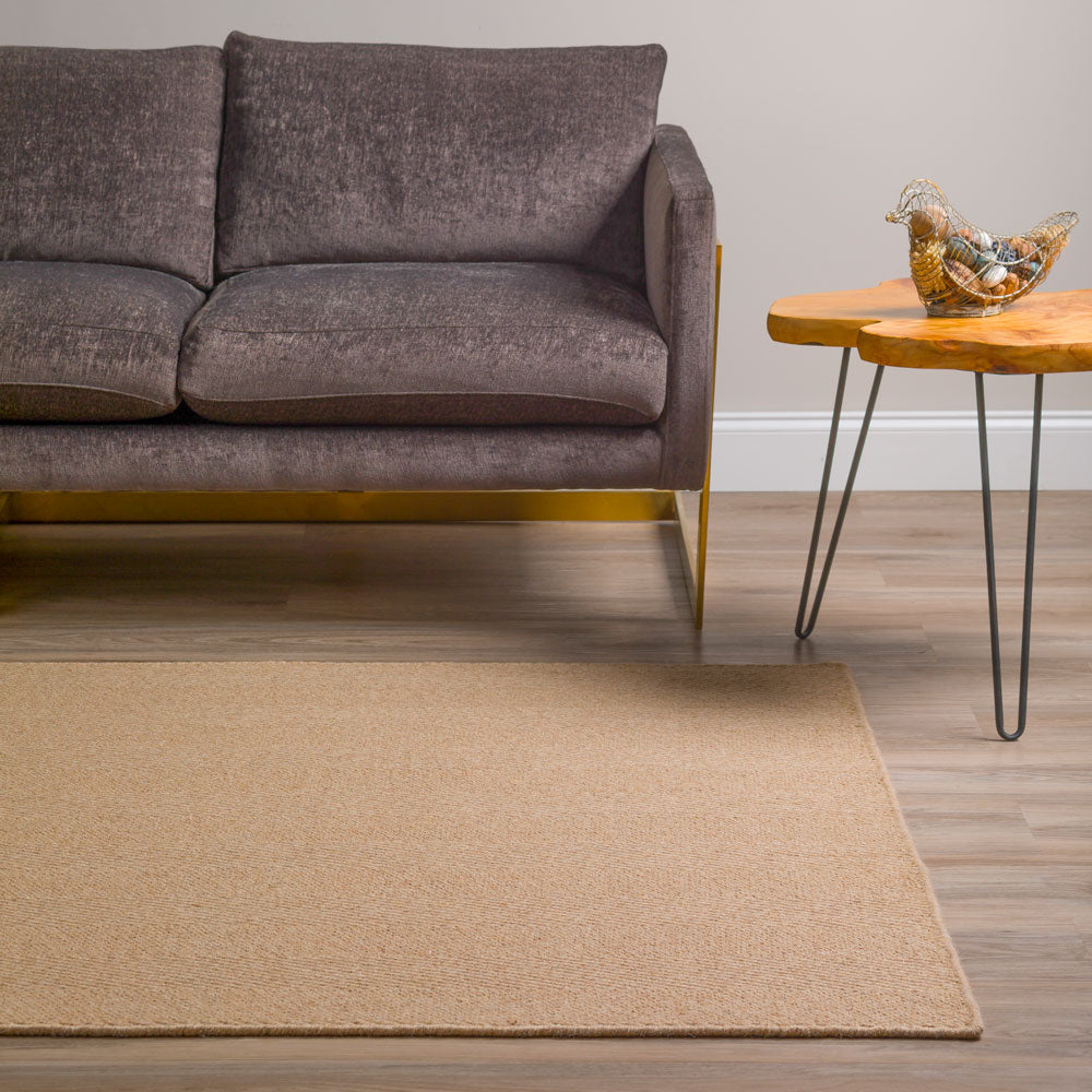 Monaco Herringbone Wool Rug Ecru 5' x 7'6" by Homeportonline