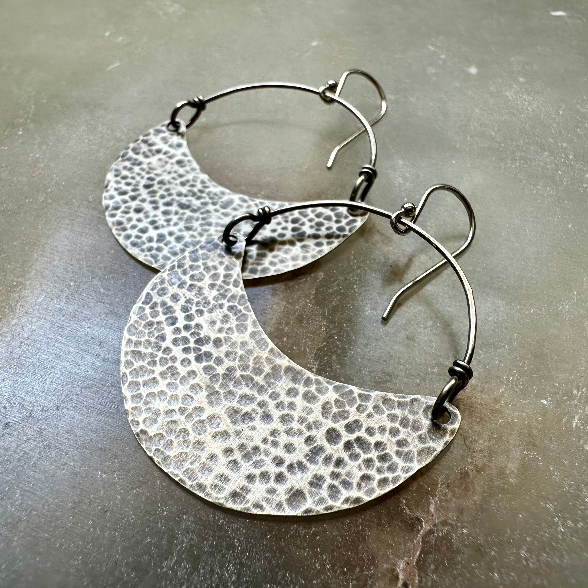 Silver Crescent Earrings by jenkahnjewelry