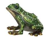 Trinket Box Enameled Metal Frog 3"l x 2.25"h by Homeportonline