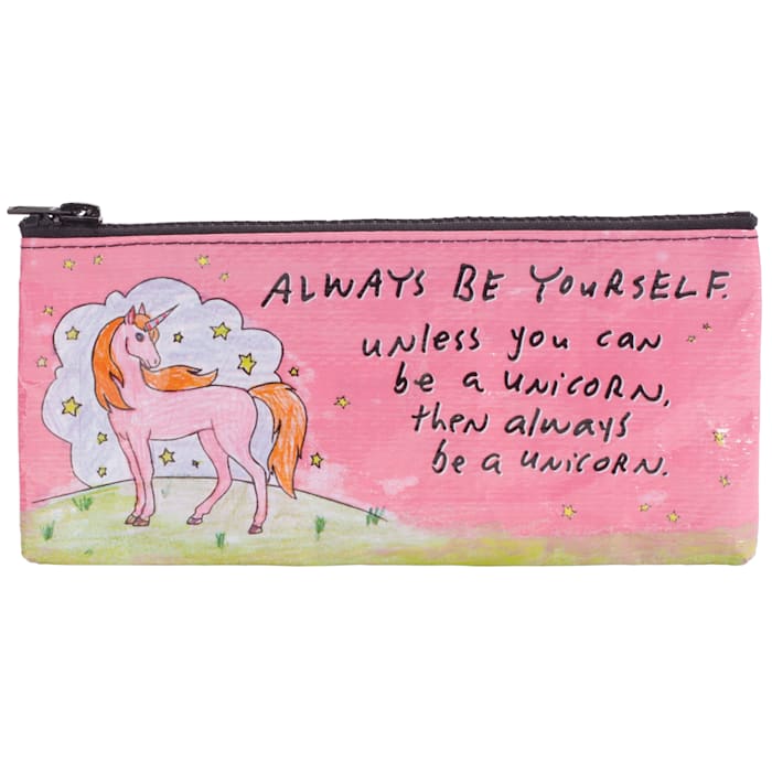 Pencil Case - Blue Q - Always Be A Unicorn Stationery Pouch Bag QA756