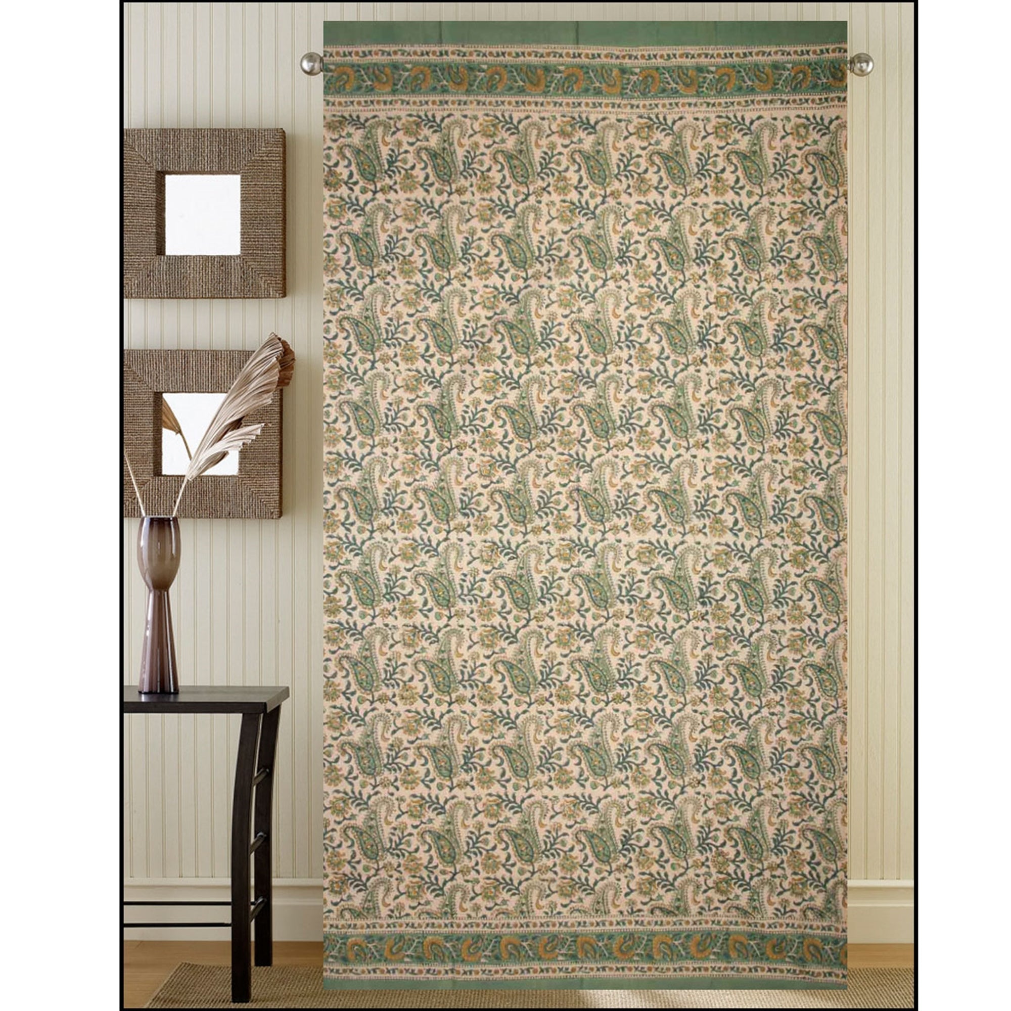 Window Panel Rajasthan Paisley Sage/Mustard by Homeportonline