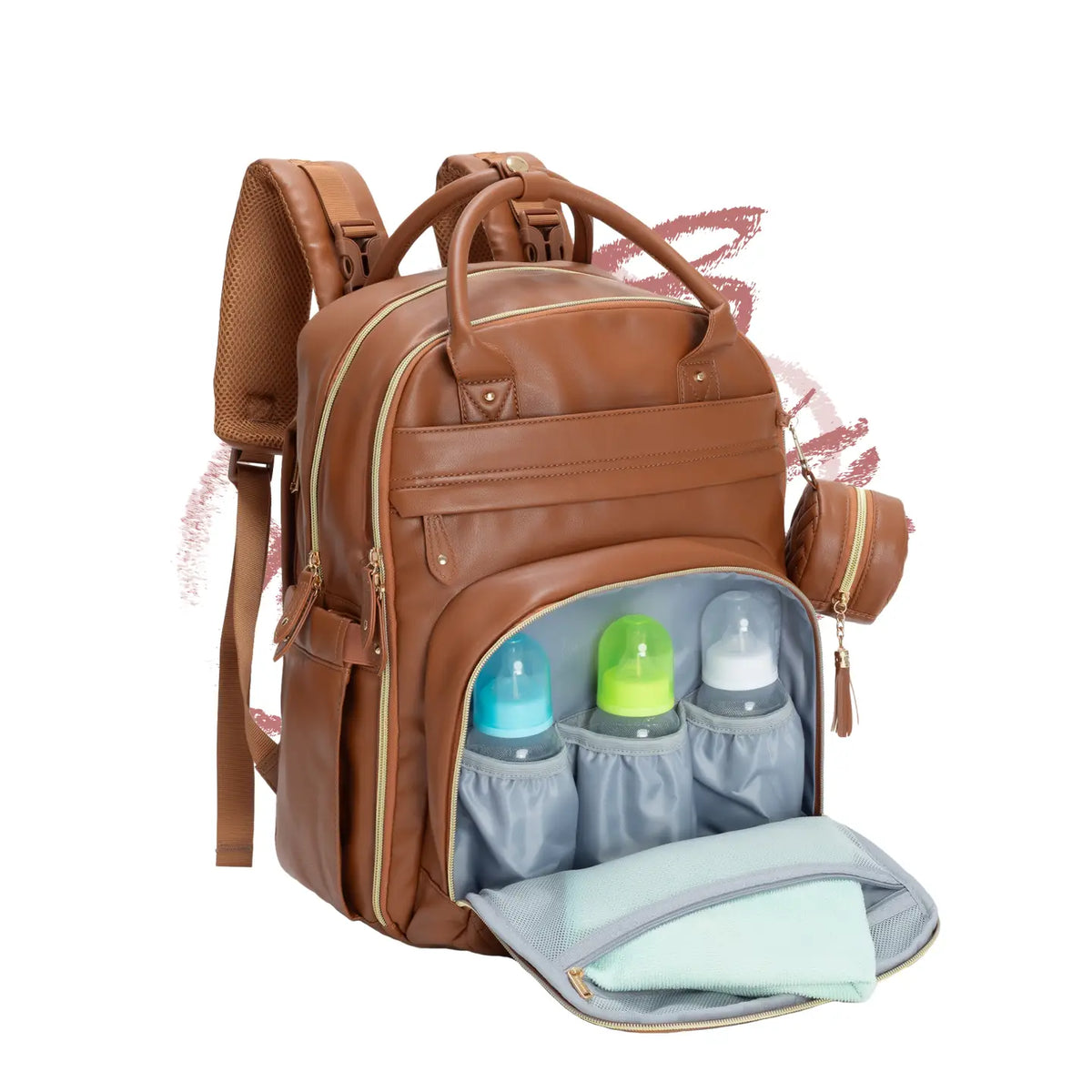 Babbleroo Original Vegan Leather Diaper Bag Backpack