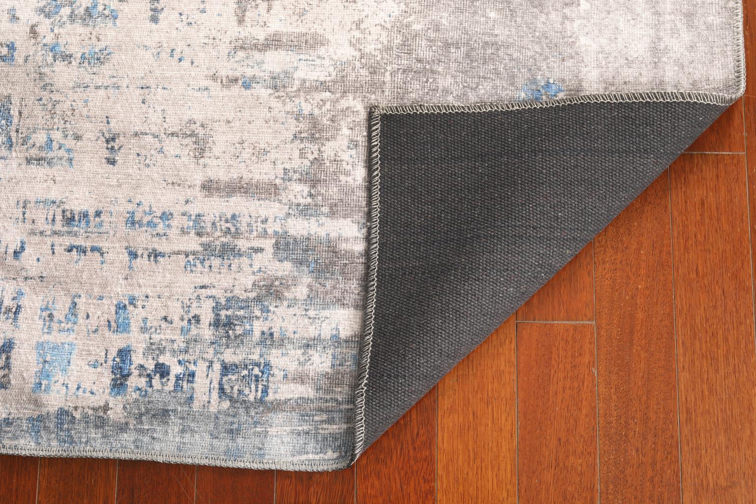 London Elements Grey/Blue Washable Rug 2' x 3' by Homeportonline