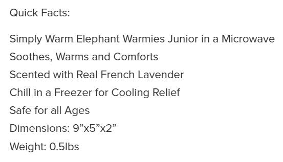 Warmies Junior Elephant Gray 9" by Homeportonline