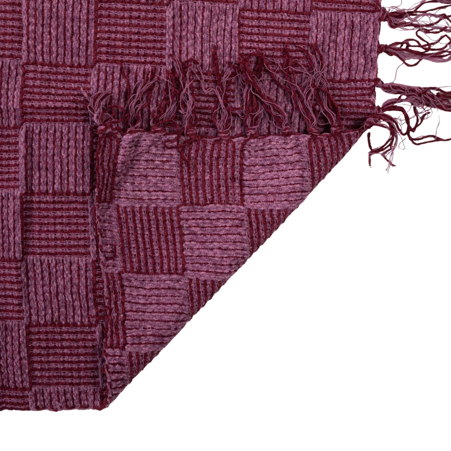 Throw Blanket Recycled Cotton Blend Chenille Berry Color by Homeportonline