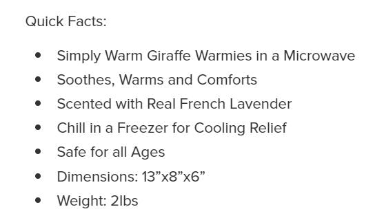 Warmies Giraffe 13" by Homeportonline