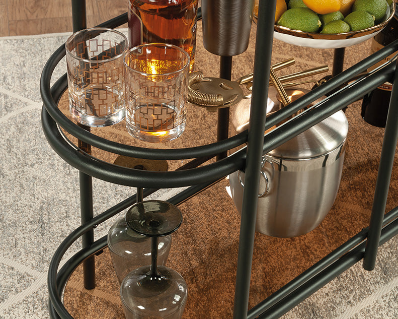 Coral Cape Modern Metal & Glass Bar Cart in Black by Homeportonline