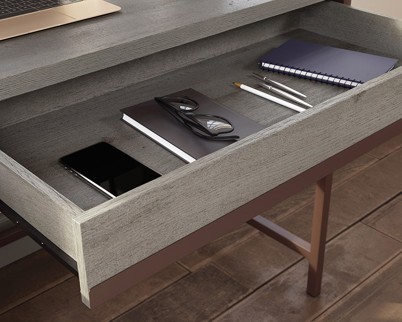 Manhattan Gate Single Pedestal Desk With Drawers Mystic Oak Finish by Homeportonline