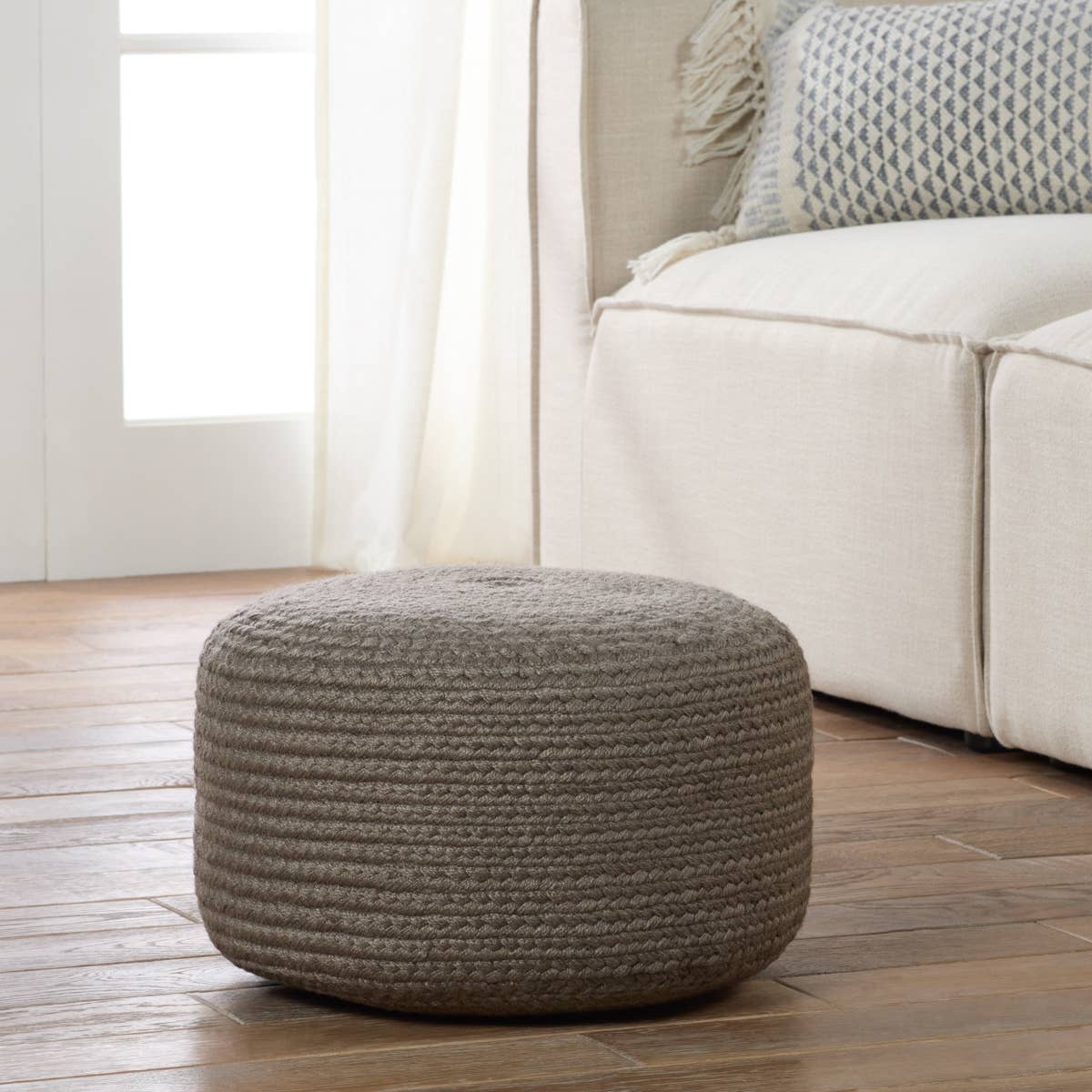 Saba Solar Santa Rosa Pouf in Grey by Homeportonline