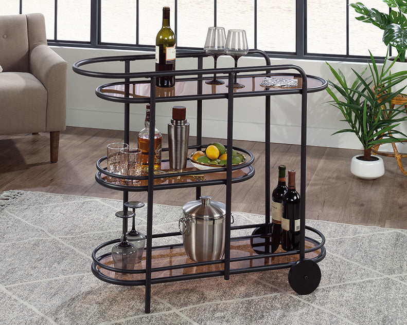Coral Cape Modern Metal & Glass Bar Cart in Black by Homeportonline