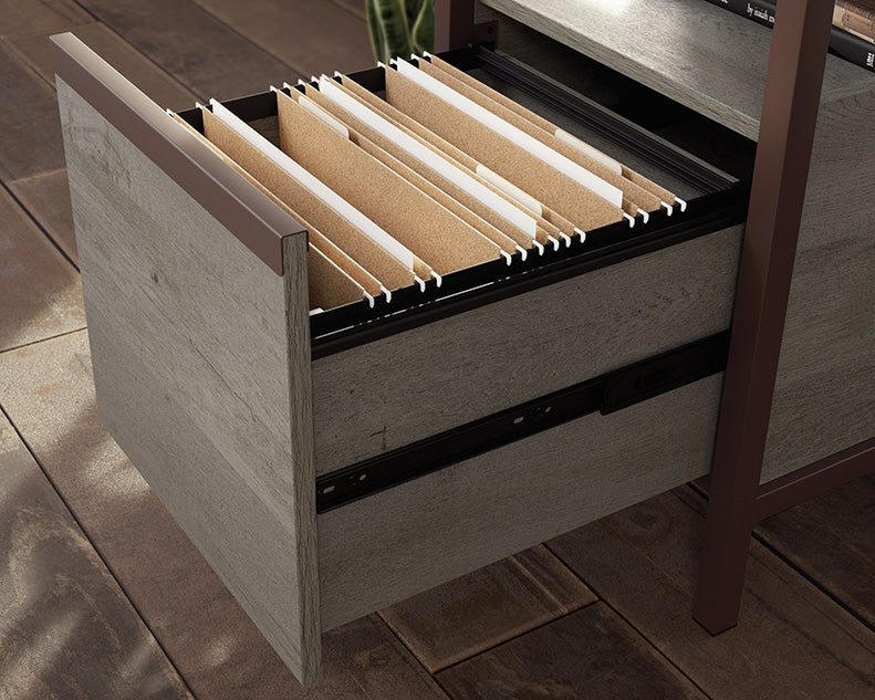 Manhattan Gate Single Pedestal Desk With Drawers Mystic Oak Finish by Homeportonline