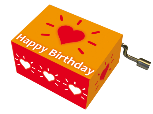 Music Box - Happy Birthday - Heart with Aureola Orange by Homeportonline