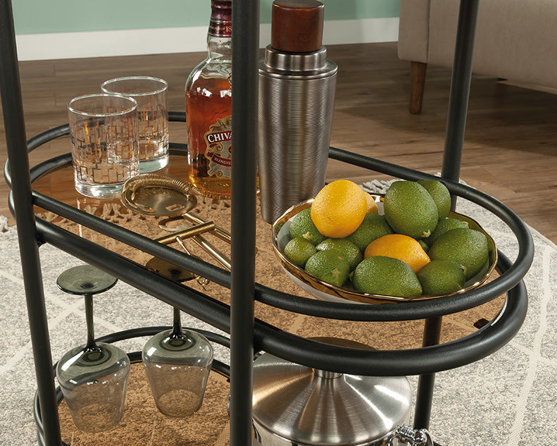 Coral Cape Modern Metal & Glass Bar Cart in Black by Homeportonline