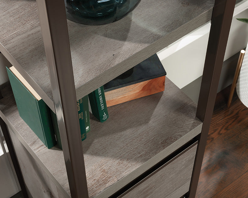 Manhattan Gate Two Shelf Narrow Bookcase in Mystic Oak Finish by Homeportonline