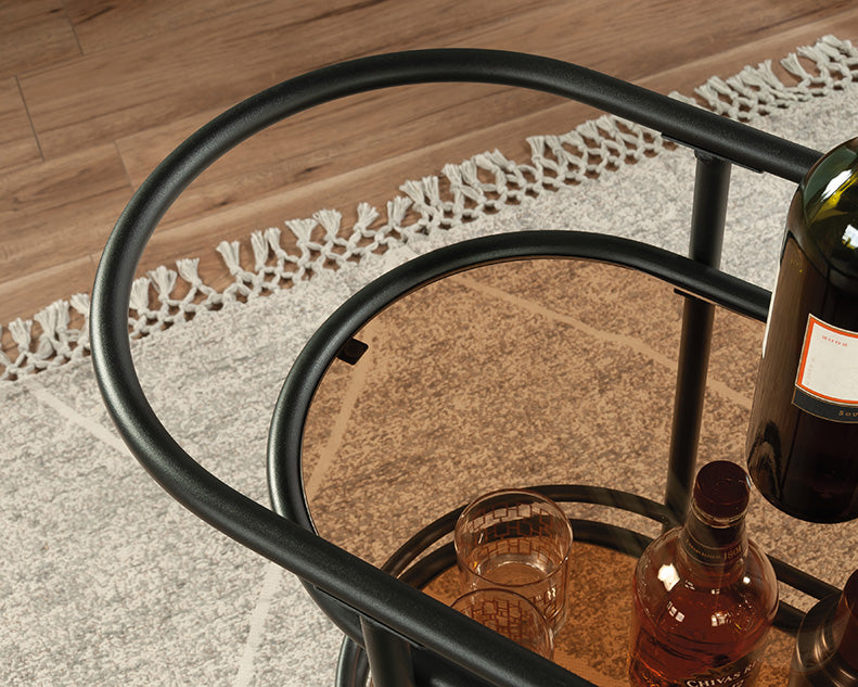 Coral Cape Modern Metal & Glass Bar Cart in Black by Homeportonline