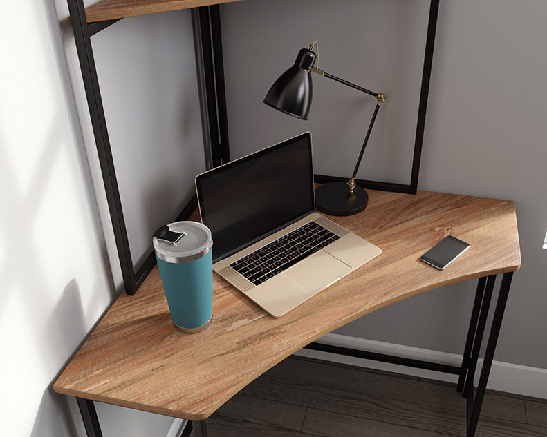 North Avenue Corner Desk with Hutch in Sindoori Mango by Homeportonline