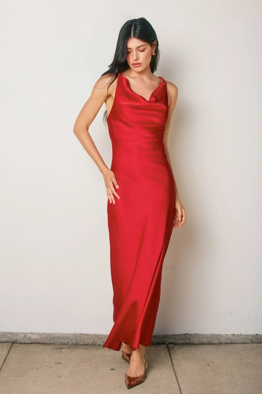 Dress Forum Satin Twisted Strap Maxi Dress